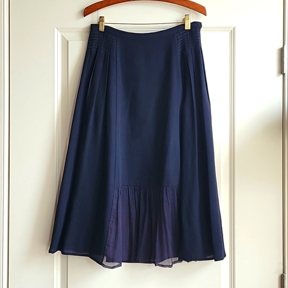 Armand Ventilo 100% Wool Navy Blue Midi Skirt Size 8